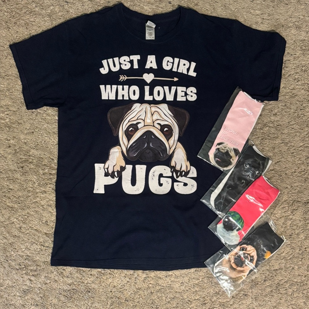 Pug Lover T-Shirt with Pug Socks